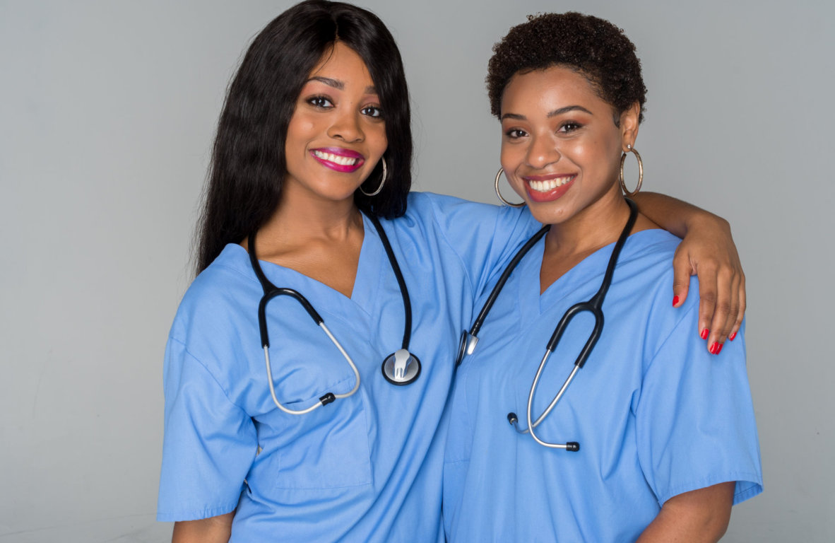 african nurses with stethoscope